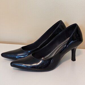Classic Black Patton Leather Comfort Plus by Predictions Stiletto Heels - 9